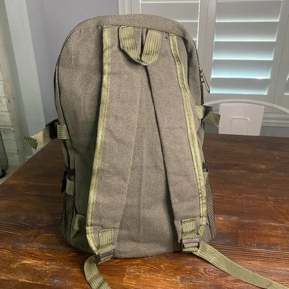 Green Canvas Tactical Backpack / For Student, Commuting, Hiking, & Traveling - Picture 7 of 7